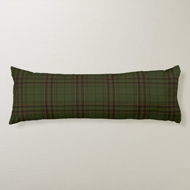Dark Green Black Brown Scottish Tartan Plaid Body Pillow (Front)