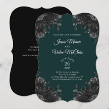 Dark Green Black Grey Roses Gothic Elegant Wedding