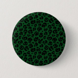 Dark Green Black Leopard Print 2 Inch Round Button