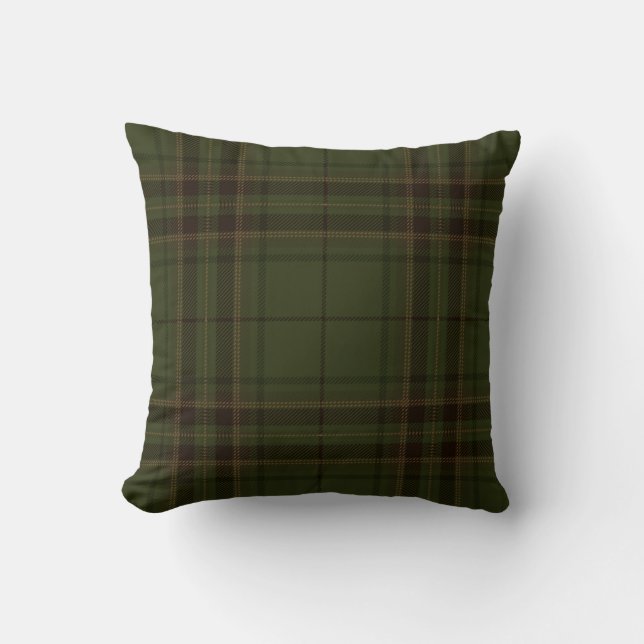 Dark Green Black Tartan Plaid Scottish Pattern Throw Pillow (Front)