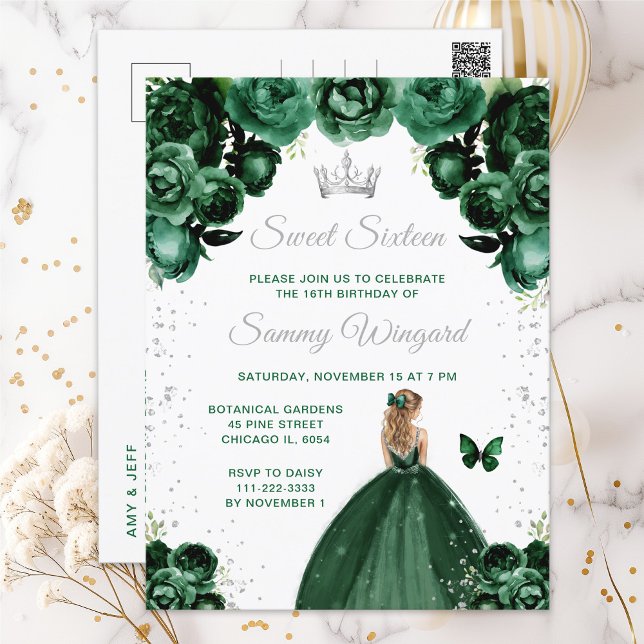 Dark Green Blonde Hair Princess Sweet Sixteen Postcard (Creator Uploaded)