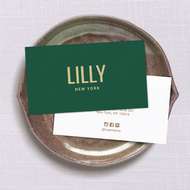 Dark Green Bold Modern Typography Business Card (Creator Uploaded)