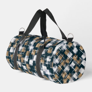 Dark Green Brown Black White Trendy Pattern Duffle Bag