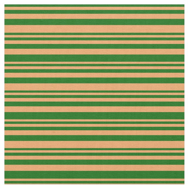 Dark Green & Brown Stripes/Lines Pattern Fabric (Close Up)