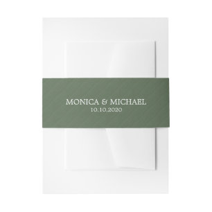 Dark Green Brushed Classic Personalized Wedding Invitation Belly Band