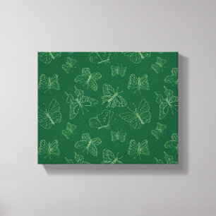 Dark Green Butterfly Print, Nature Inspired Canvas Print