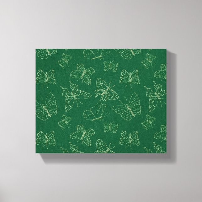 Dark Green Butterfly Print, Nature Inspired Canvas Print (Front)