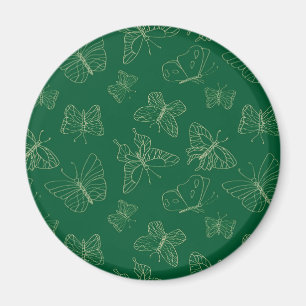 Dark Green Butterfly Print, Nature Inspired Magnet