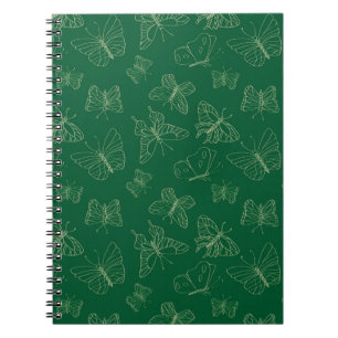 Dark Green Butterfly Print, Nature Inspired Notebook
