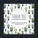 Dark Green Cactus Pattern Rustic Wedding Magnet<br><div class="desc">Wedding magnet with a rustic western flavour. Designed with a bunch of cute green cactuses in a repeating pattern. Specifically,  green coloured prickly cactus,  in all kinds of shapes and sizes,  each sitting in its own dark blue flower pot. Little decorative triangles in between them. Whimsical fun illustration.</div>