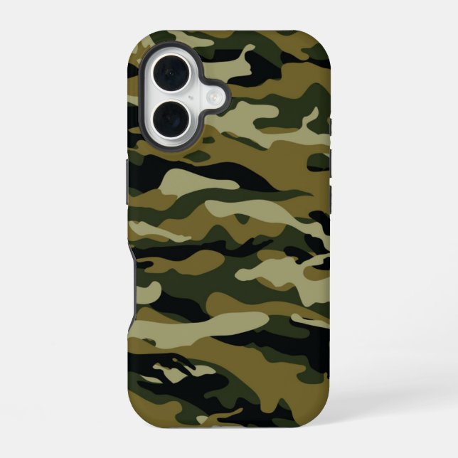 Dark Green Camo iPhone 16 Case (Back)