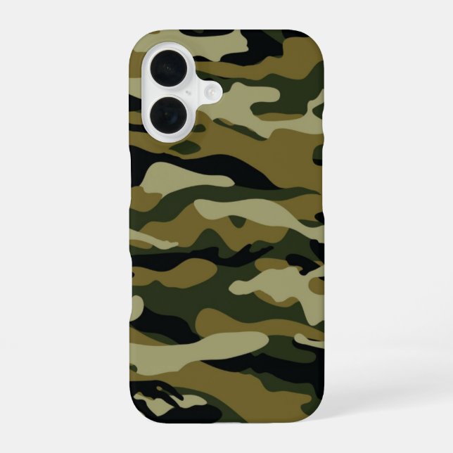 Dark Green Camo iPhone 16 Case (Back)