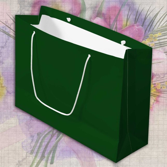 Dark Green Cedar tree solid minimalist Large Gift Bag (Creator Uploaded)