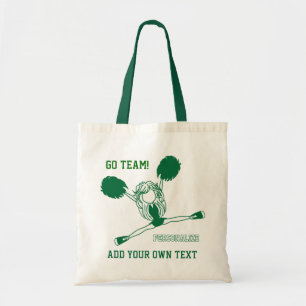 Dark Green Cheering Cheerleader Girl Tote Bag