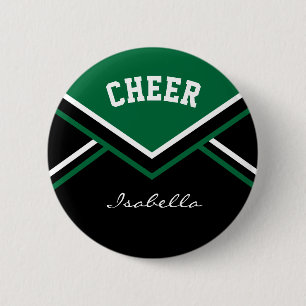 Dark Green Cheerleader Cheer 2 Inch Round Button