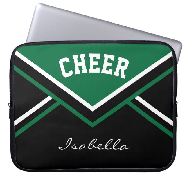 Dark Green Cheerleader Cheer Laptop Sleeve (Front)