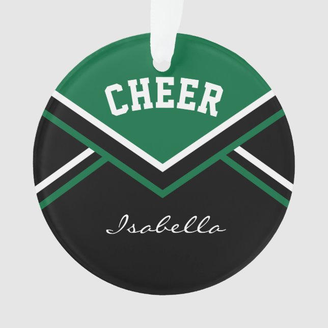 Dark Green Cheerleader 📣💖 Cheer Ornament (Front)