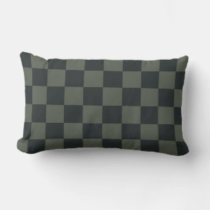 Dark Green Chequerboard Lumbar Pillow