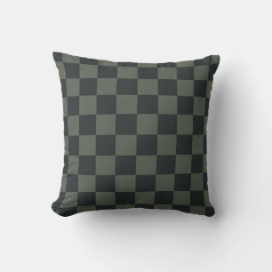 Dark Green Chequerboard Throw Pillow