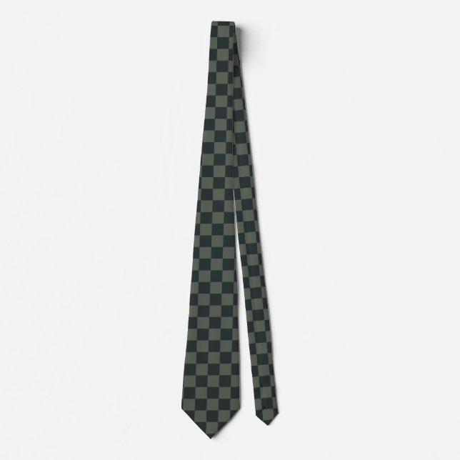Dark Green Chequerboard Tie (Front)