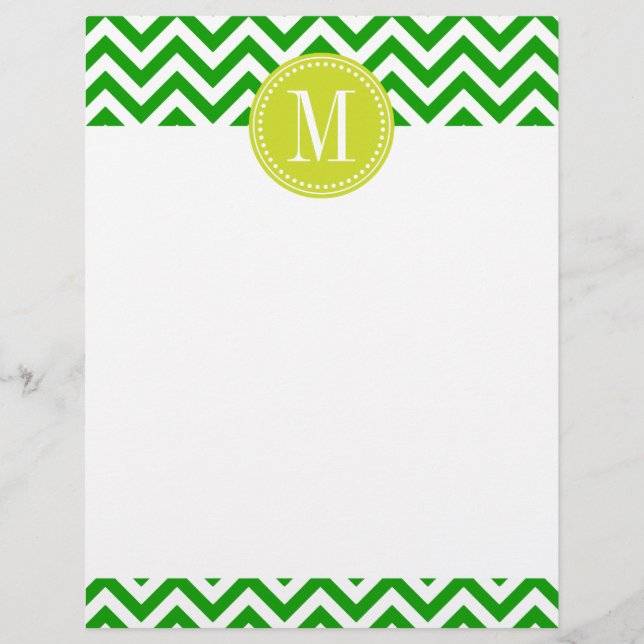 Dark Green Chevron Zigzag Personalized Monogram (Front)