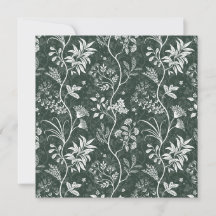 Dark Green Chintz Botanical Art Card