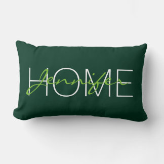 Dark green colour home monogram lumbar pillow