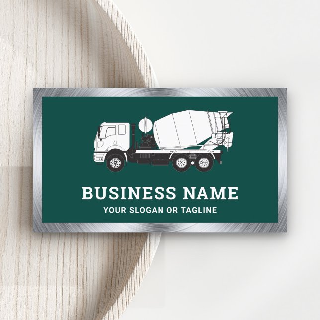 Dark Green Concrete Mixer Cement Truck Business Card (Creator Uploaded)