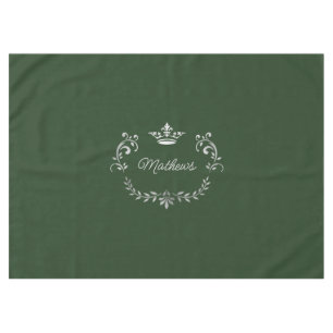 Dark Green Crown Crest Personalized Tablecloth