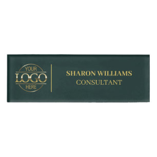 Dark Green Custom Company Logo Employee Staff Name Tag