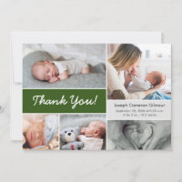 Dark Green Custom Photo Collage Baby Boy Birth 