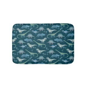 Dark Green Cute Dinosaur Pattern Bath Mat