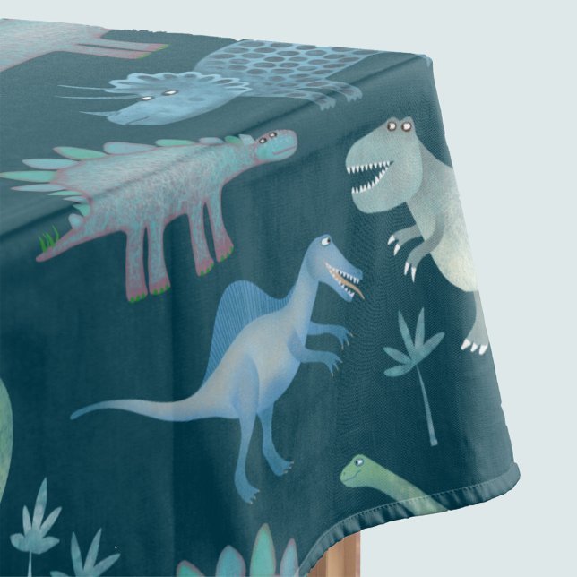 Dark Green Cute Dinosaur Pattern Tablecloth (Creator Uploaded)