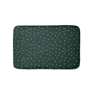 Dark Green Cute Scattered Dots Bath Mat