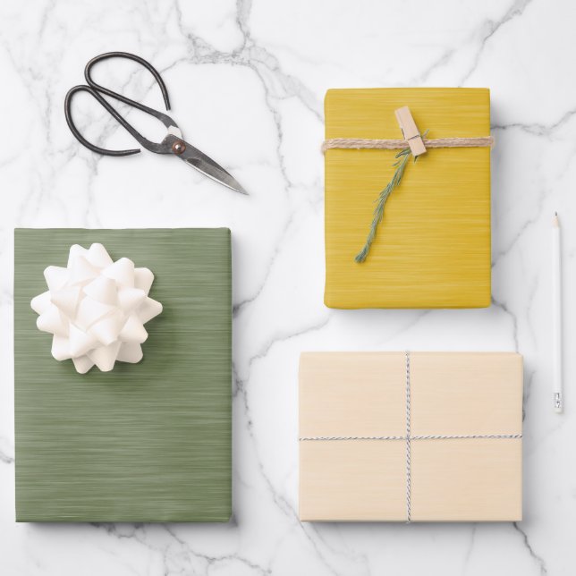 Dark Green Dark Gold and Ivory Shimmery Wrapping Paper Sheet (Front)