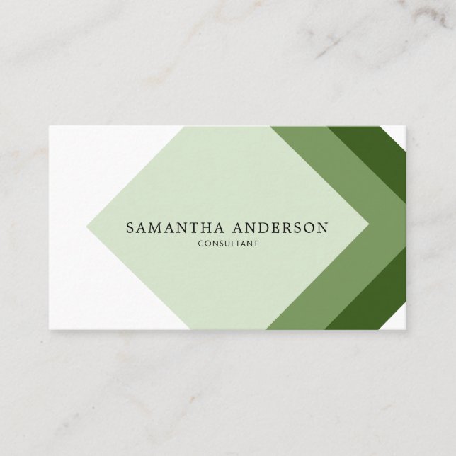 Dark Green Diamonds Simple Modern Business Card (Front)