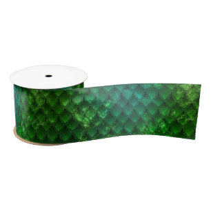 Dark Green Dragon Scales Satin Ribbon