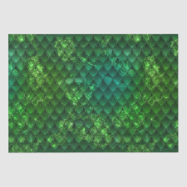 Dark Green Dragon Scales Tissue Paper (Front)