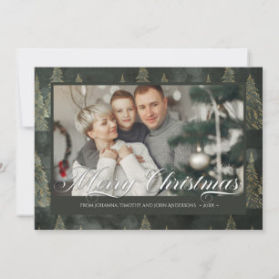 Dark Green Elegant Add Your Photo Christmas Tree Holiday Card