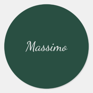 Dark Green Elegant Casual Own Name Handwriting Classic Round Sticker