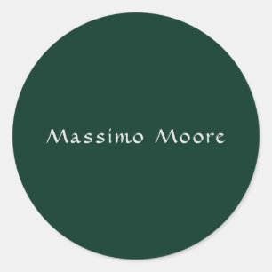 Dark Green Elegant Casual Own Name Handwriting Classic Round Sticker