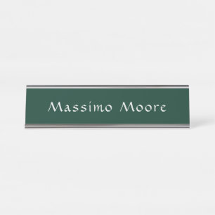 Dark Green Elegant Casual Own Name Handwriting Desk Name Plate