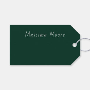 Dark Green Elegant Casual Own Name Handwriting Gift Tags
