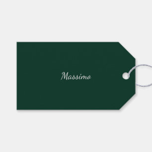 Dark Green Elegant Casual Own Name Handwriting Gift Tags