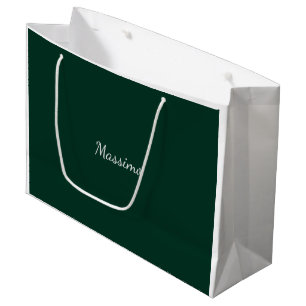 Dark Green Elegant Casual Own Name Handwriting Large Gift Bag