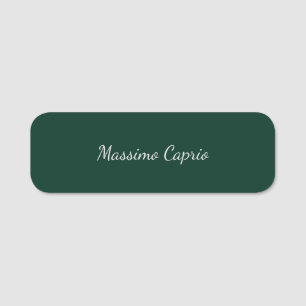 Dark Green Elegant Casual Own Name Handwriting Tag