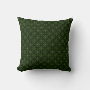 Dark green elegant geometric tile pattern throw pillow