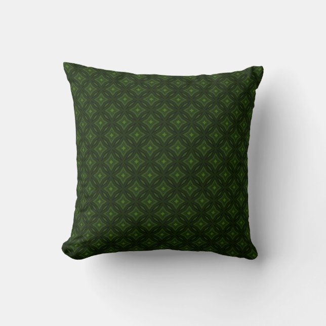 Dark green elegant geometric tile pattern throw pillow (Front)