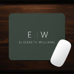 Dark Green Elegant Modern Minimalist Monogram Name Mouse Pad<br><div class="desc">Upgrade your workspace with our Classic Elegant Modern Minimalist Monogram Mouse Pad. This sophisticated mouse pad seamlessly marries timeless elegance with contemporary minimalism, adding a touch of refinement to your desk. Crafted with meticulous attention to detail, this mouse pad is more than just a functional accessory; it's a personalized statement....</div>