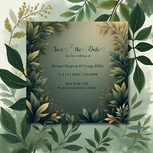 dark green elegant nature wedding save the date